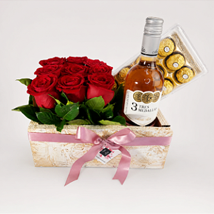 Carré de Rosas Colombianas com Ferrero Rocher e Vinho 3 Medalhas