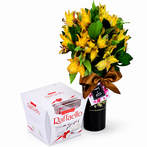 Cup de Alstromérias Amarelas com Raffaello