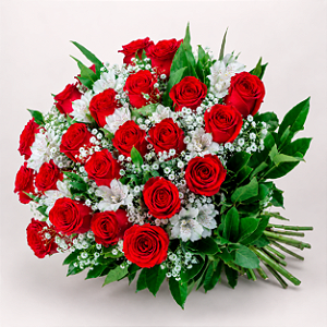 Buquê de 24 Rosas Vermelhas