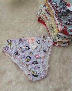 KITS COM 12 PEÇAS.  Calcinhas infantis Estampadas de Malha