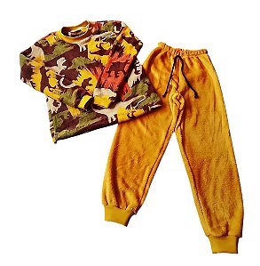Pijama Infantil de Frio Dinossauro em Fleece