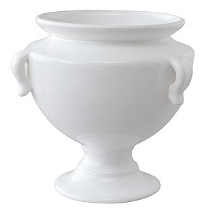 Vaso de louça Ânfora branco com alças laterais