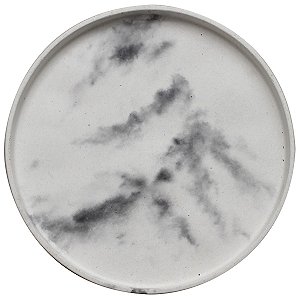 Prato de cimento na cor mármore branco - 25cm