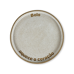 Boleira Cerâmica e Madeira - Bolo Aquece o Coração