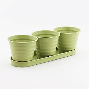 Trio de cachepots de metal - Verde