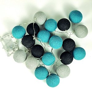 Cordão de luz - Preto, turquesa e cinza