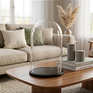 Redoma De Vidro Grande 47cm Base Preta