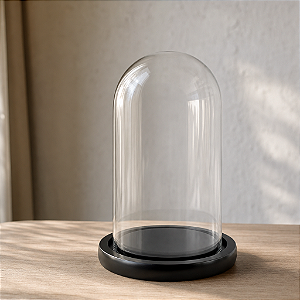 Redoma De Vidro Pequena 25cm Base Preta