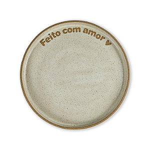 Boleira De Cerâmica Bege E Madeira - Feito Com Amor