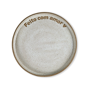 Boleira De Cerâmica Branca E Madeira - Feito Com Amor