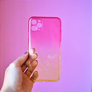 Capa de celular Iphone gradiente rosa e amarelo