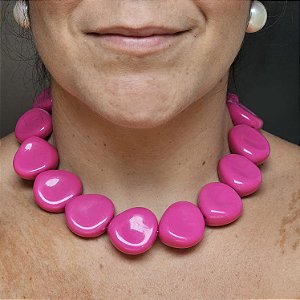 Colar pedras resina pink