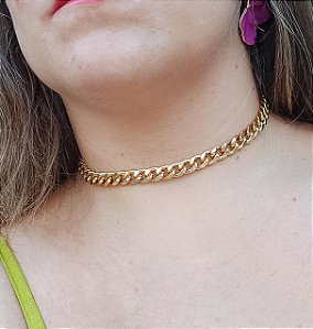 Choker corrente diamantada