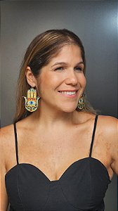 Brinco Hamsa Mão Dourado