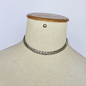 Choker diamantada prata