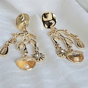 Brinco algas dourado