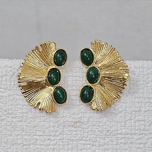 Brinco leque queen esmeralda