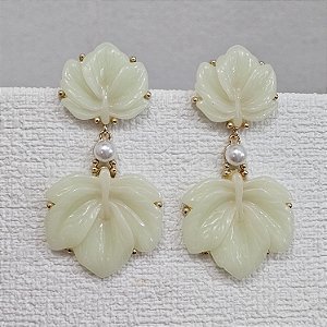 Brinco flor de chita verde