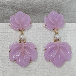Brinco flor de chita lilás