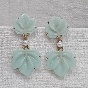 Brinco flor de chita azul