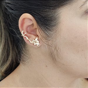 Earcuff orgânico dourado