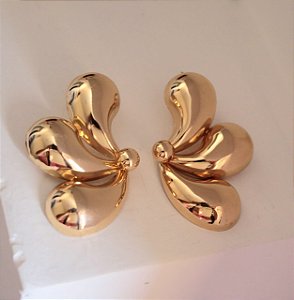 Brinco flor blod dourada