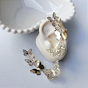 Earcuff borboletas dourado