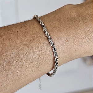 Pulseira cordão baiano prata