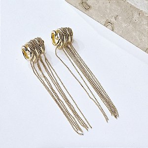 Brinco correntaria franja dourado