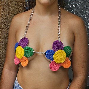 Top margarida de crochê