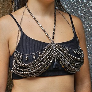 Top de miçangas negras