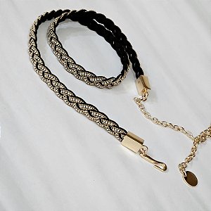 Cinto trança de brilho dourado