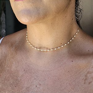 Choker semi joia perolas