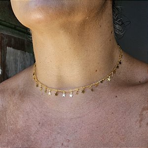 Choker estrelinhas dourada