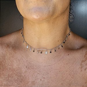 Choker estrelinhas prata