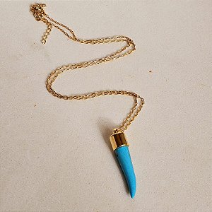 Colar longo dente turquesa