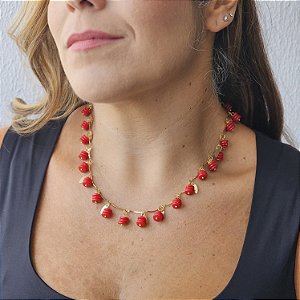 Colar pingentes vermelho