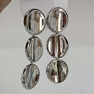 Brinco moeda longo prata