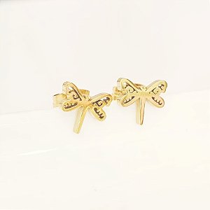 Brinco Libélula Dourado Aço Inoxidável