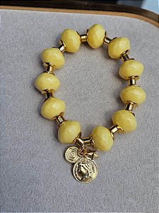 Pulseira esfera amarelo manteiga