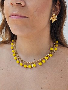 Colar cristais amarelo