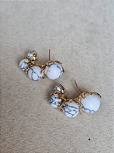 Argola valentina branca com dourado