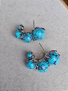 Argola valentina azul com prata