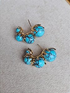 Argola valentina azul com dourada