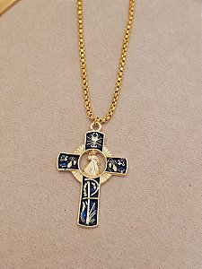 Gargantilha crucifico esmaltado