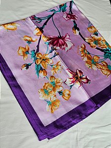 Lenço flores lilás/uva