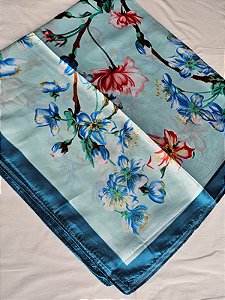 Lenço flores azul/azul