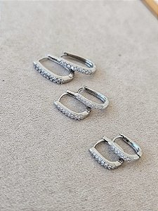 Trio de arg. oval cravejada p