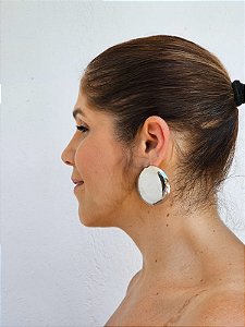 Brinco maxi botão prata