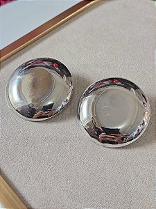 Brinco maxi botão prata